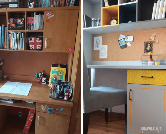 metamorfoza meblościanki biurko przed i po